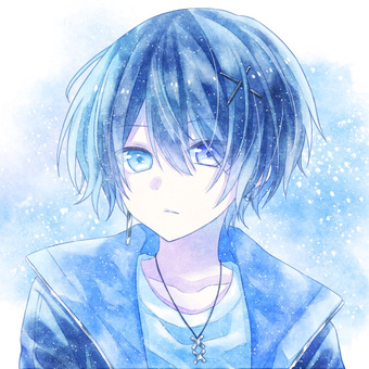 男の子 人物,男の子,キャラクター,オッドアイ,水彩,青,水色,アイコン,プロフィール,かっこいいのイラスト素材