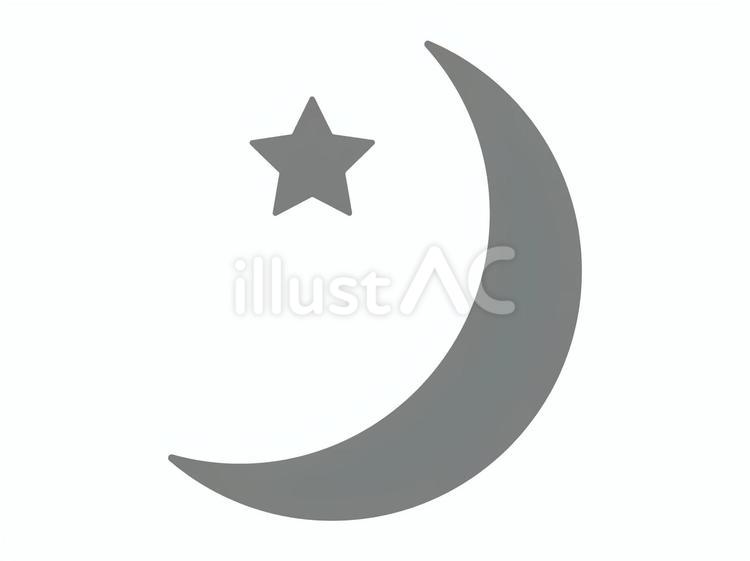 三日月と星のシルエット（アイコン） 三日月,星,アイコンのイラスト素材
