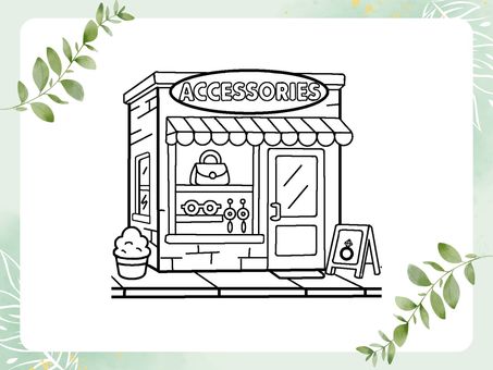 アクセサリーショップ　ぬりえ ぬりえ,アクセサリー,お店,かわいい,趣味のイラスト素材
