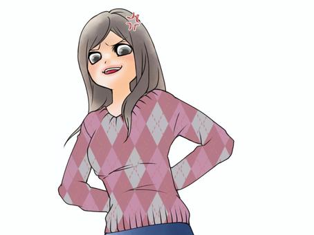怒っている様子。