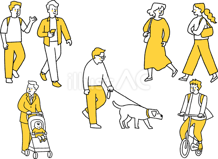 日常生活を送る人たちのセット 日常生活,セット,男性のイラスト素材
