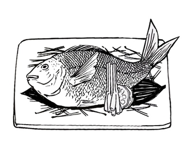 鯛 鯛,魚,焼き魚,和食,線画のイラスト素材