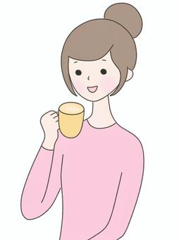 飲み物を飲む女性1 飲み物を飲む女性1 人物,女性,上半身,飲む,飲み物,水,お茶,コーヒー,緑茶,紅茶のイラスト素材