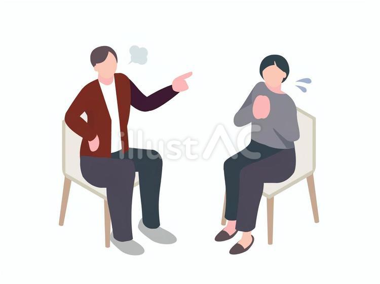 女性を責める男性のアイソメ 責める,激怒,説教のイラスト素材