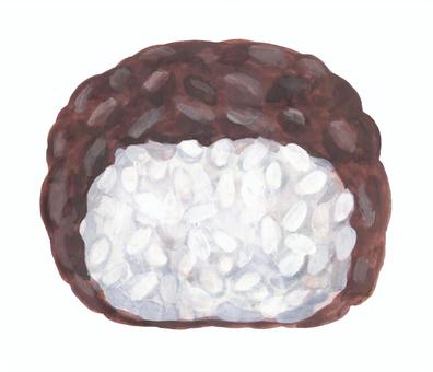 おはぎ  半分 おはぎ,和菓子,食べ物,食品,もち米,あんこ,小豆,餡子,仏事,お彼岸のイラスト素材