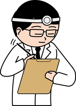 クリニック先生 医者,クリニック,先生,医師,診察,ボード,カルテ,記入,デフォルメ,男性のイラスト素材