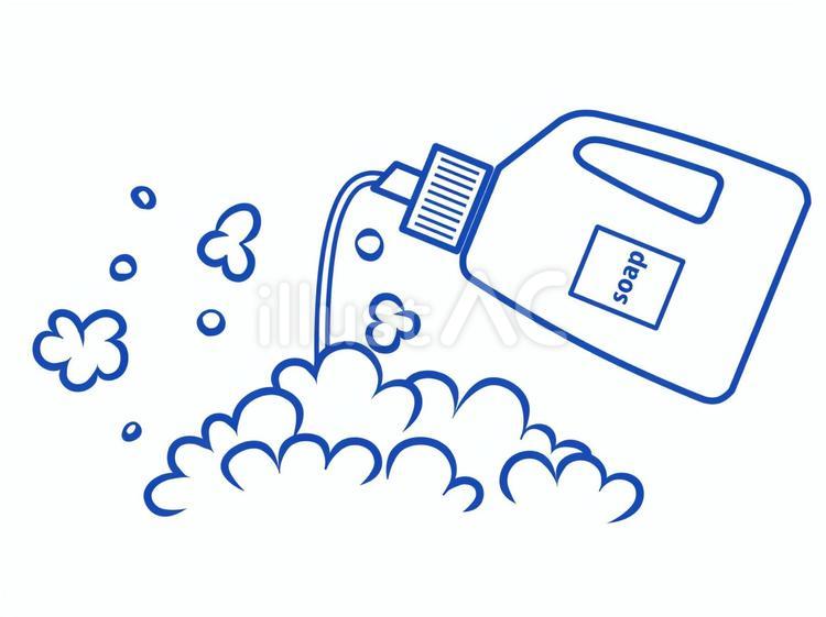 液体石鹸を注いだ時の泡立ち（青） 石鹸,液体,洗剤のイラスト素材