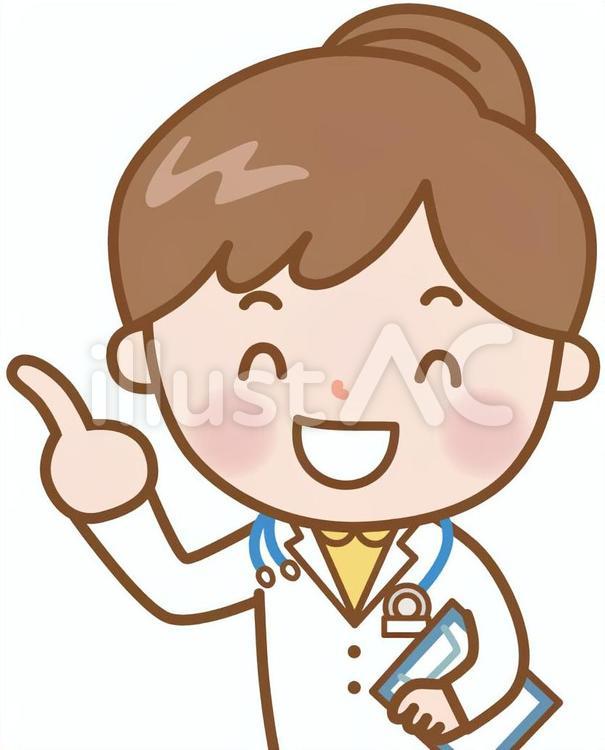 医師女性：ゆびさし 指差し,指し示す,説明のイラスト素材