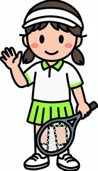 緑のテニスの女子です。