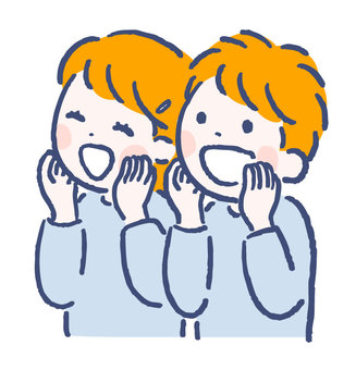 叫んでいる子ども達１ 騒ぐ,要望,子ども,笑う,楽しい,盛り上がる,可愛い,手描き,挿絵,応援のイラスト素材