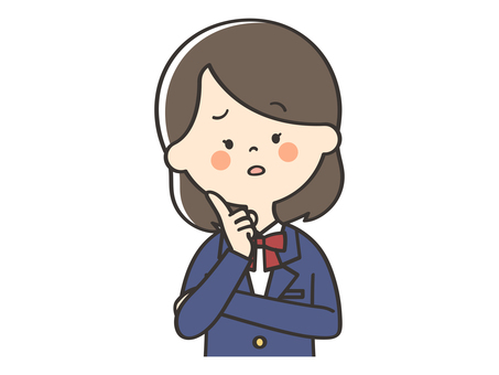 悩む女子学生 困る,不安,悩む,考える,わからない,迷う,謎,女の子,高校生,女子高校生のイラスト素材