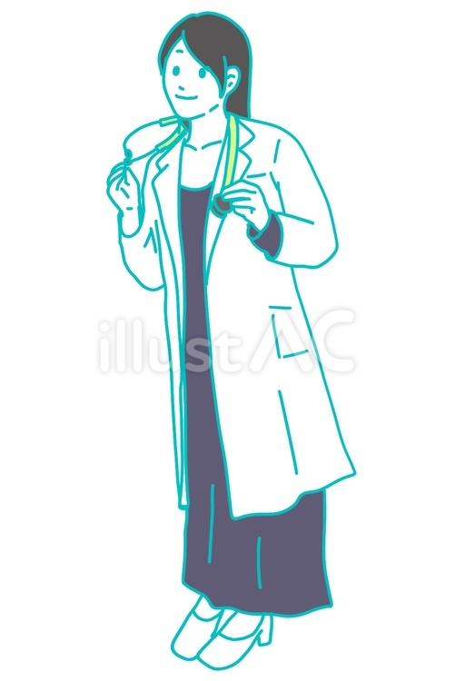 聴診器を持った女医 医者,白衣,聴診器のイラスト素材