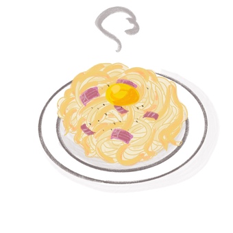 カルボナーラ(卵付き) カルボナーラ(卵付き) カルボナーラ,パスタ,スパゲッティ,イタリアン,麺類,料理,食べ物,卵,クリームソース,粉チーズのイラスト素材