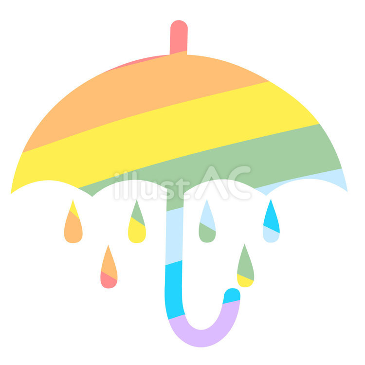 定番素材393＿お天気アイコン・虹の傘 傘,虹,雨のイラスト素材