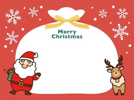 メリークリスマス_プレゼント袋3 クリスマス,サンタクロース,トナカイ,サンタ,フレーム,メッセージ,プレゼント,サンタさん,merrychristmas,袋のイラスト素材