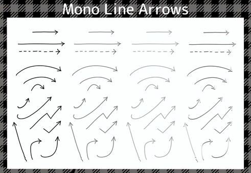 モノトーン手描き矢印セット 矢印,手描き,モノトーン,黒,グレー,ライン,ミリペン,シンプル,ミニマル,ビジネスのイラスト素材