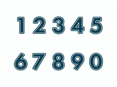 数字（白ライン）01-01 数字,ナンバー,番号,青,縁,セット,アイコンのイラスト素材