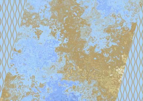 青と茶の立涌マーブルテクスチャ 立涌,波,曲線,青,茶色,背景,水色,ライトブルー,ベージュ,ゴールドのイラスト素材