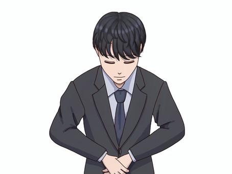 お辞儀するスーツ姿の男性 お辞儀,挨拶,スーツ,男性,人物,ビジネス,謝罪,礼儀,敬礼,仕事のイラスト素材