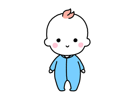 赤ちゃん（全身） 赤ちゃん,人物,一人,立つ,全身,正面,笑顔,手描き,シンプル,線画のイラスト素材