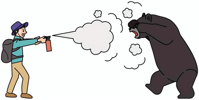 熊スプレーで攻撃 線+塗 熊スプレーで攻撃 線+塗 熊,熊スプレー,スプレー,攻撃,撃退,対策,襲う,怖い,恐怖,防ぐのイラスト素材