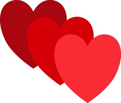 ハート⑦ 3個,三つ,ハート,ハートマーク,アイコン,かわいい,赤,お気に入り,柔らかい,ガーリーのイラスト素材