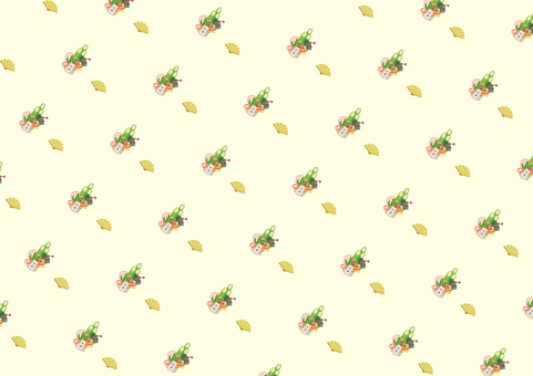 正月_パターン_門松_02 正月,門松,松飾,扇,パターン,かわいい,黄色,クリーム色,和風,模様のイラスト素材