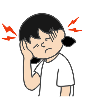 頭を押さえる体調不良の女の子 女の子,ストレス,症状,心労,辛い,しんどい,落ち込む,へこむ,だるい,気落ちのイラスト素材