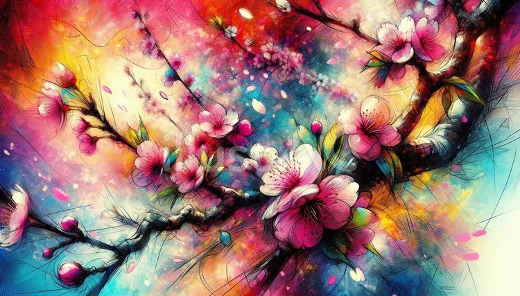 幻想的な桜の世界 桜,花,枝のイラスト素材