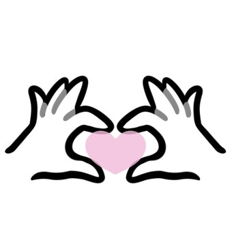 両手で指ハート　ハートあり　モノクロ 指ハート,ハート,気持ち,好き,ハンドサイン,かわいい,シンプル,イラスト,アイコン,手のイラスト素材