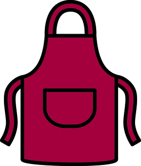 赤のエプロンです。 エプロン,シンプル,介護,福祉,ワンポケット,無地,家庭用,業務用,ポケット付き,ケアのイラスト素材
