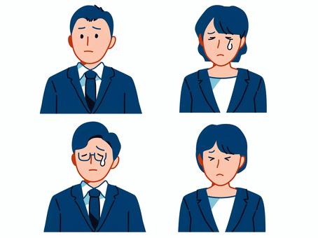 スーツ姿　男女　悲しみ ビジネスマン,ビジネスパーソン,スーツ,ネクタイ,男女,先生,会社員,男,女,男性のイラスト素材