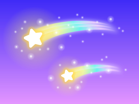 流れ星 流れ星,キラキラ,虹色,星,輝き,願い事,夜空,パステルカラーのイラスト素材