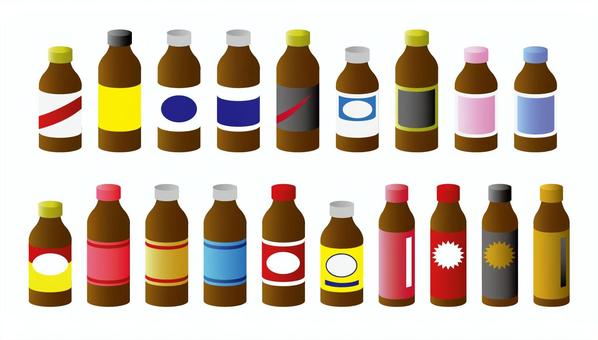 栄養ドリンクのイラストセット 栄養ドリンク,飲み物,瓶,滋養強壮,栄養補給のイラスト素材
