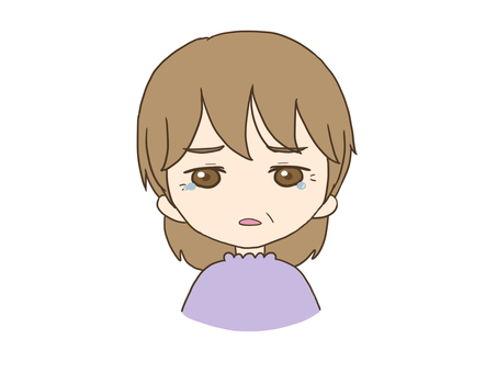 女性３　泣く 女性,ボブ,茶髪,泣く,悲しい,年配,涙,人物,イラスト,アニメ風のイラスト素材