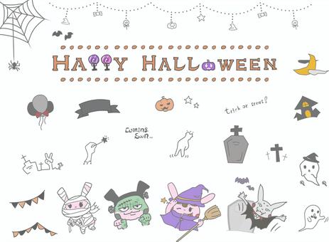 할로윈 토끼 캐릭터 일러스트 세트, JPG, PNG 및 AI 할로윈 토끼 캐릭터 일러스트 세트, 할로윈, 세트, 제목, JPG, PNG 및 AI