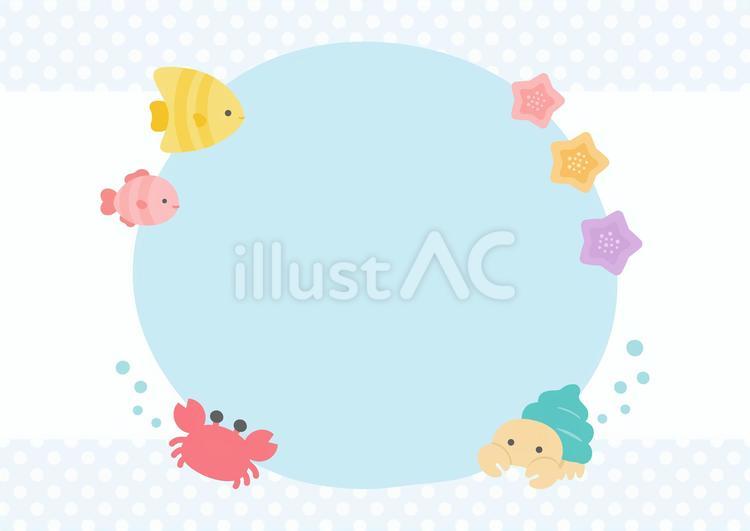 海の生き物のフレーム背景素材10 海,夏,背景のイラスト素材