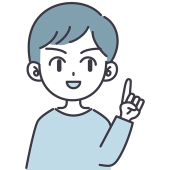 【そのまま使える】二色の男性6 男性,お父さん,お兄さん,顔,短髪,表情,バストアップ,正面,笑顔,指差しのイラスト素材