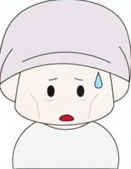 医療用帽子　げっそり 医療用帽子,げっそり,やつれる,痩せる,虚弱,体調不良,ケア帽子,治療中,抗がん剤,がんのイラスト素材