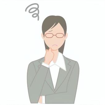 悩みがあるスーツの若い女性 人,困る,悩む,20代,女性,30代,ol,1人,上半身,人物のイラスト素材