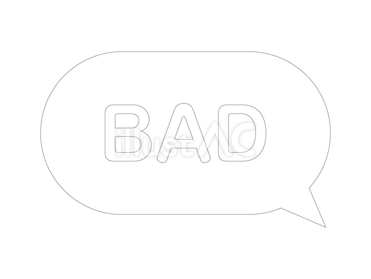 シンプルなBAD　ふきだし左　線画 bad,ふきだし,文字のイラスト素材