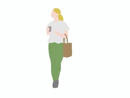 コーヒーを持って歩く白人女性 女性,コーヒー,歩く,買い物,街ブラ,学生,ol,テイクアウト,おしゃれ,デザインのイラスト素材