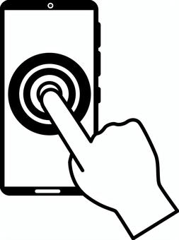 スマホタップ  スマホタップ  スマホ,携帯,画面,タップ,操作,シンプル,指,手,白黒のイラスト素材