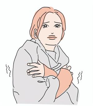 寒さで震える女性 寒い,女性,震える,コート,冬のイラスト素材