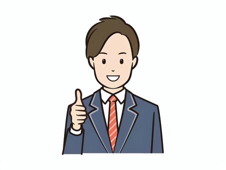 グッドサインの笑顔のブレザー男子学生 学生,高校生,生徒,男子学生,男子,グッド,笑顔,男性,男の子,好感度のイラスト素材