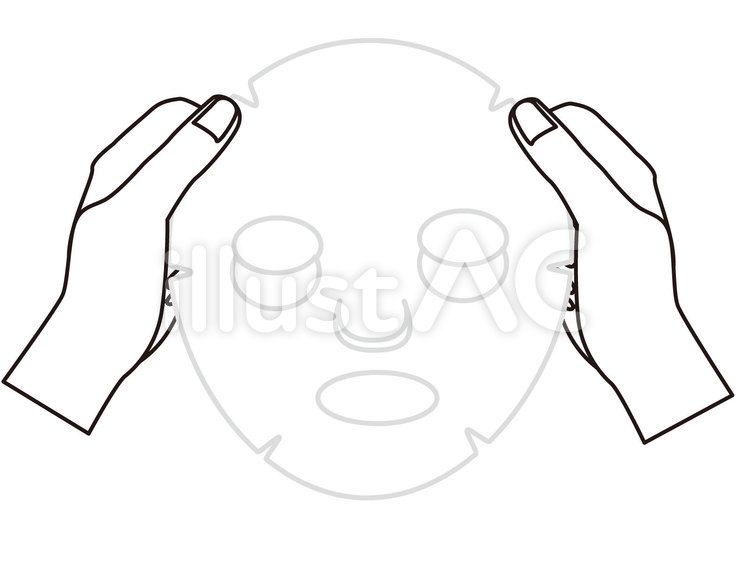 顔用パックを持つ手 フェイスマスク,パック,手のイラスト素材