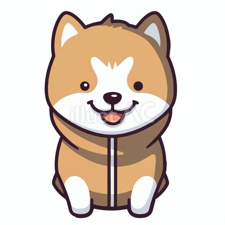 服を着たお座りした柴犬の子犬 シンプル,動物,仔犬のイラスト素材