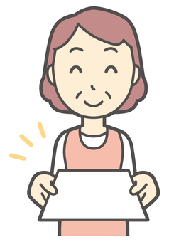  エプロンおばちゃん-190-バスト 書類,おばちゃん,エプロン,お母さん,ママ,中年,おばさん,主婦,人物,かわいいのイラスト素材