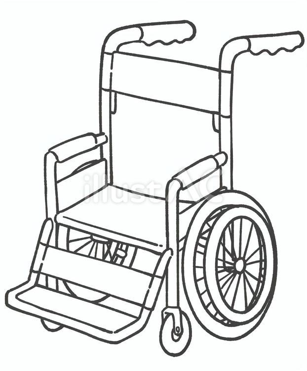 車椅子の白黒手描きイラスト 車椅子,白黒,手描きのイラスト素材