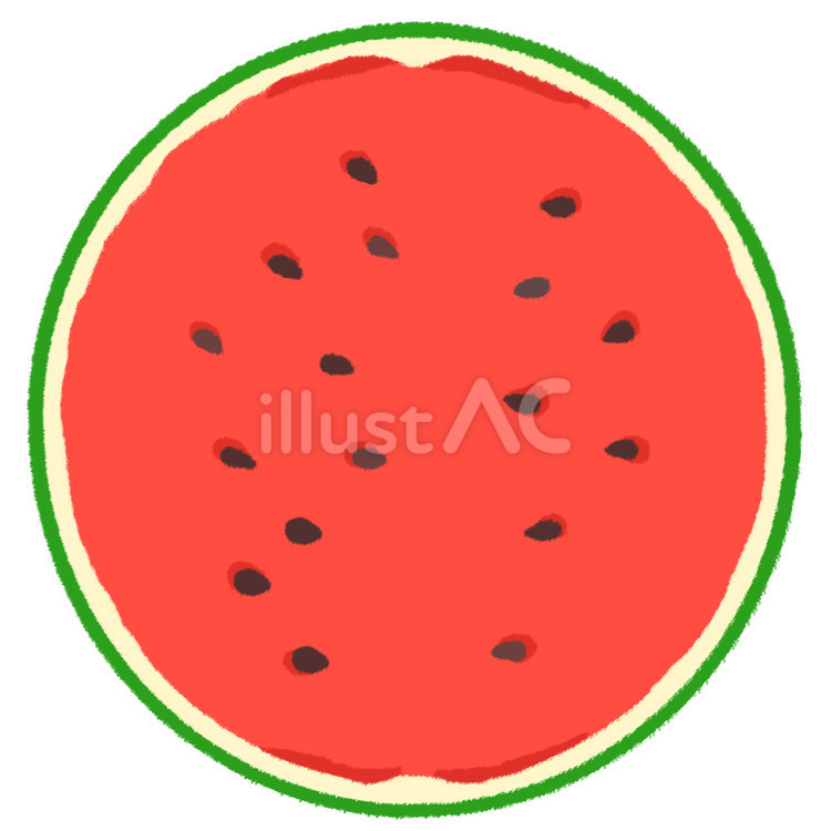 上から見る半分にカットした赤いスイカ スイカ,夏,断面のイラスト素材
